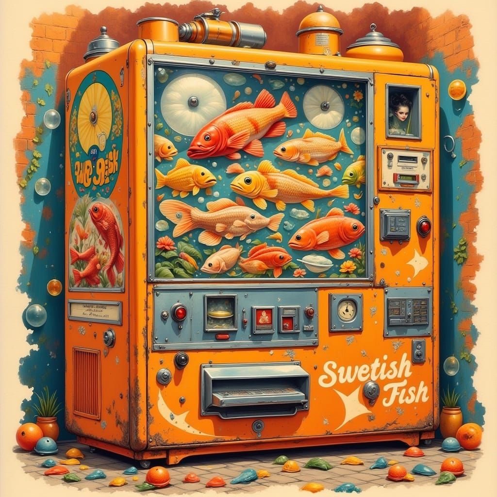 Retro Swedish Fish Candy in Vending Machine