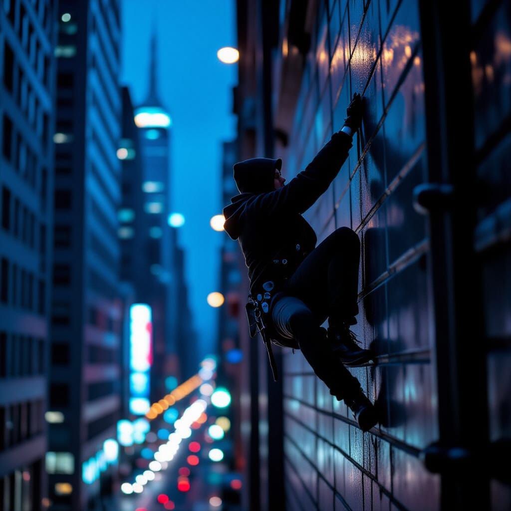 Thief Caught Climbing Building Pipe at Night