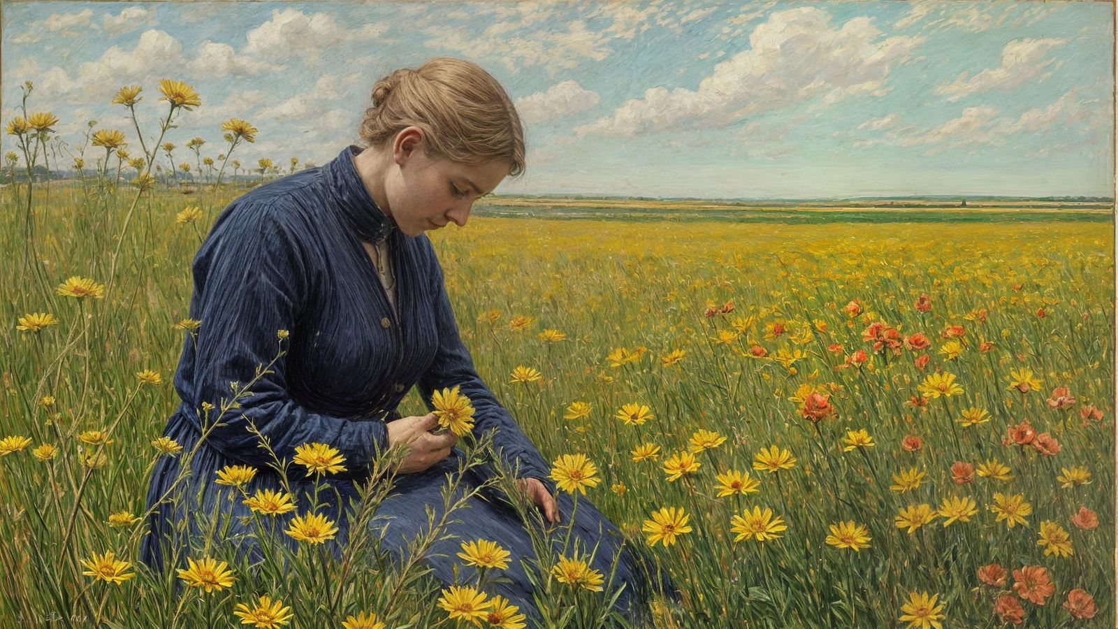 Sewing Fisherman's Wife: Genre Impressionism