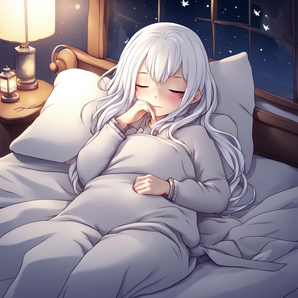 Chibi Anime Girl Sleeping at Night in 4K
