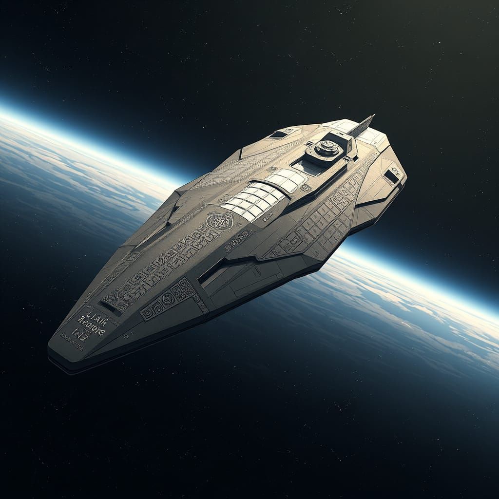 Colossal Spaceship with Islamic Geometric Patterns