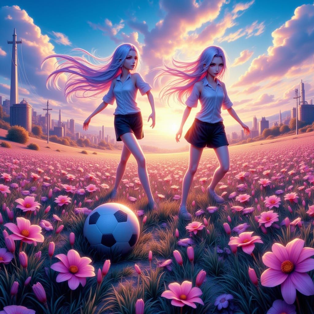 Anime Soccer Game on Alien Planet in Dark Fantasy Style