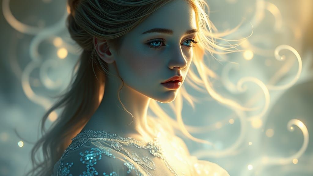 Ethereal Woman in Shimmering Aura