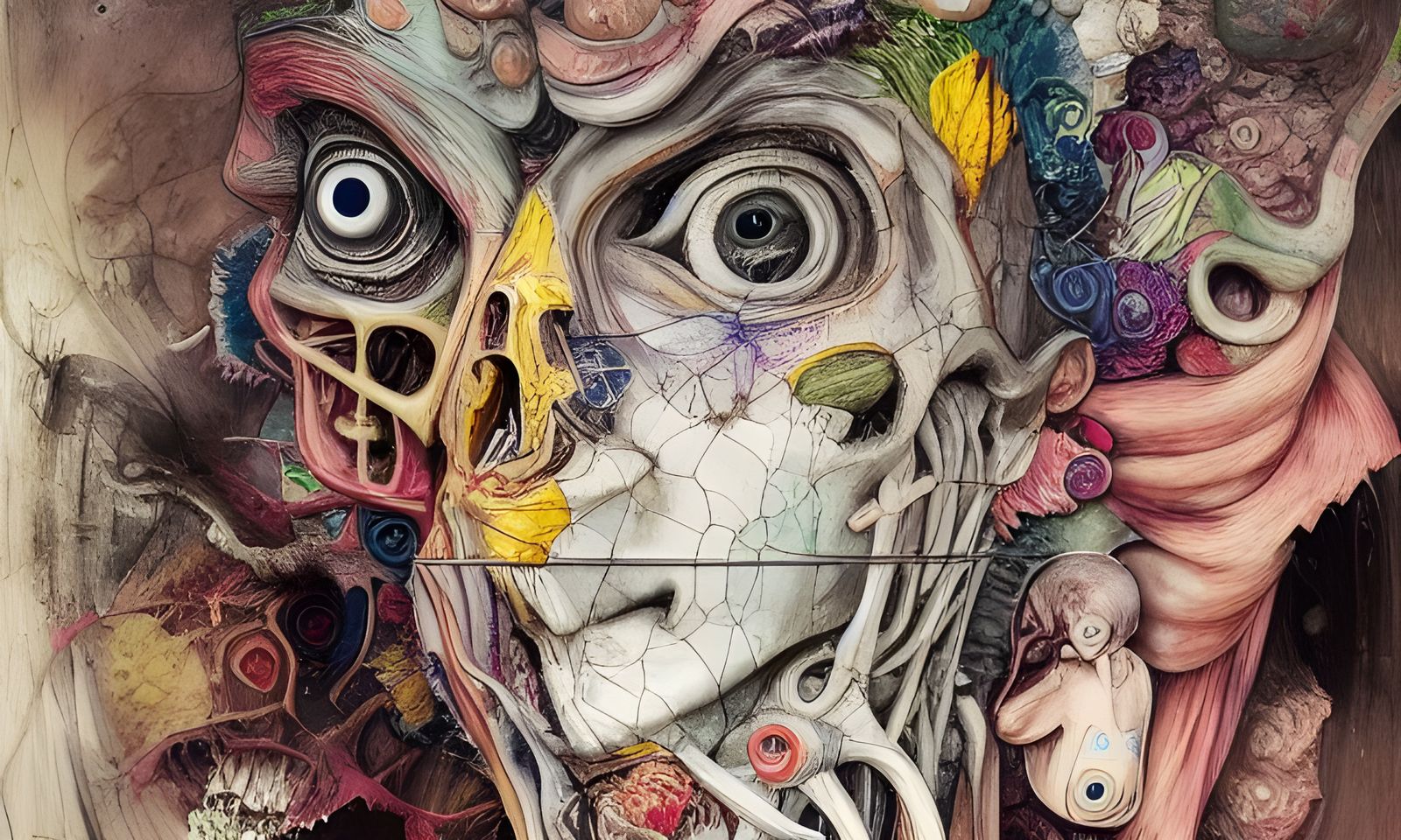 Intricate Monster Anatomy Cross-Section in Surreal Style