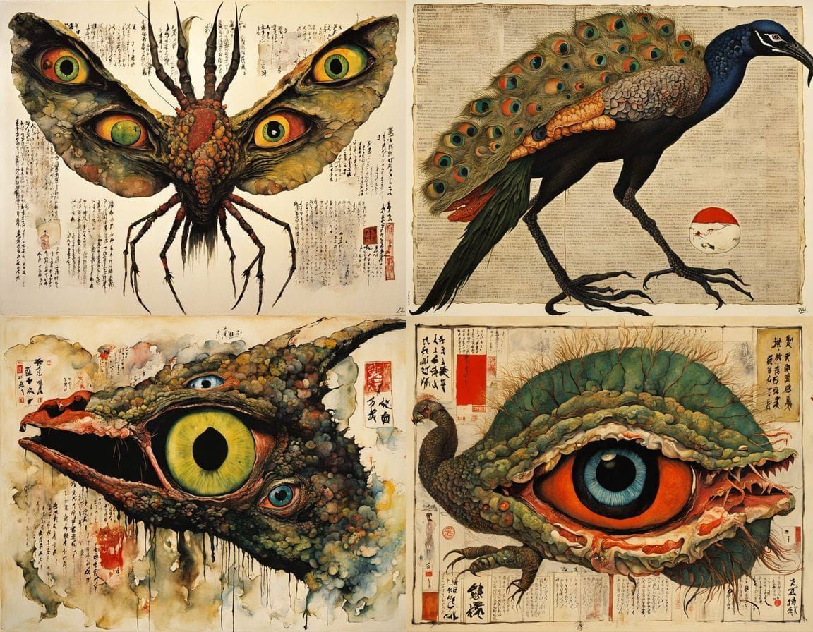 Surreal Mutant Creature in Japanese Art Style