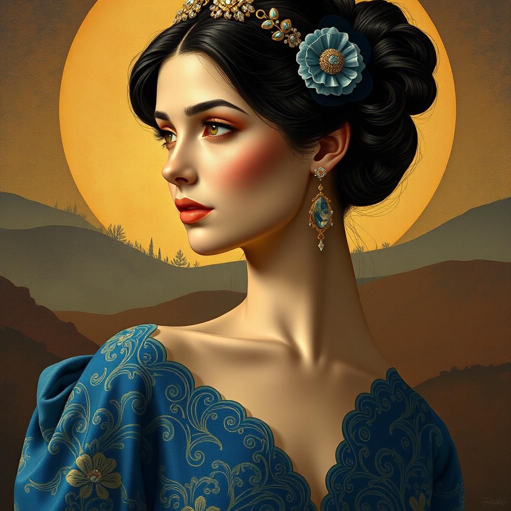 Regal Woman in Art Nouveau Style