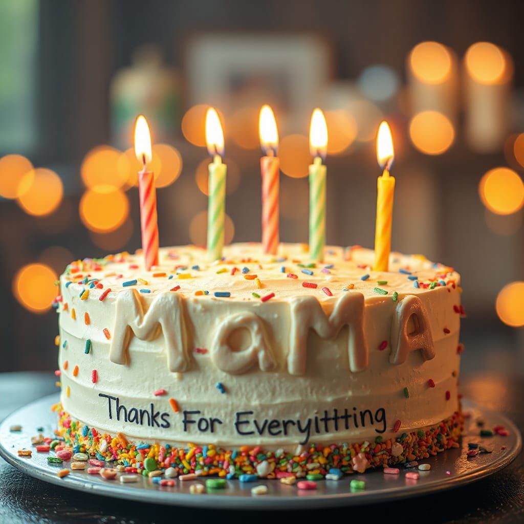 Festive Birthday Cake Expressing Gratitude