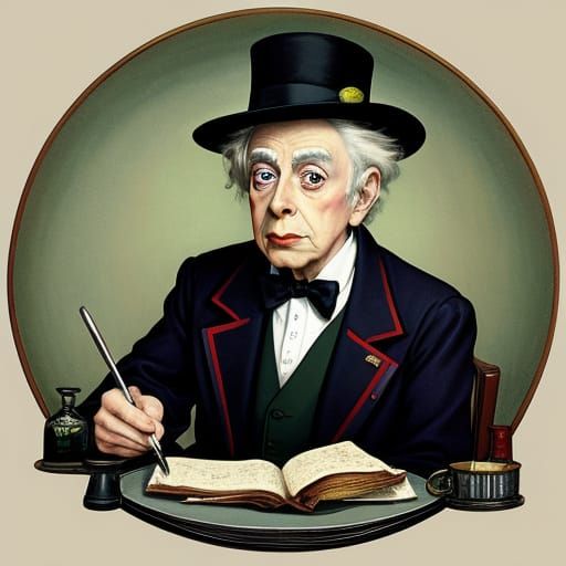 Quentin Crisp in a Norman Rockwell Style Painting