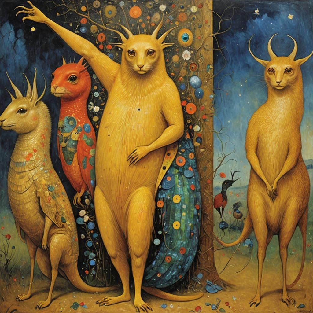 Surreal Animals in a Symbolist Oil Painting