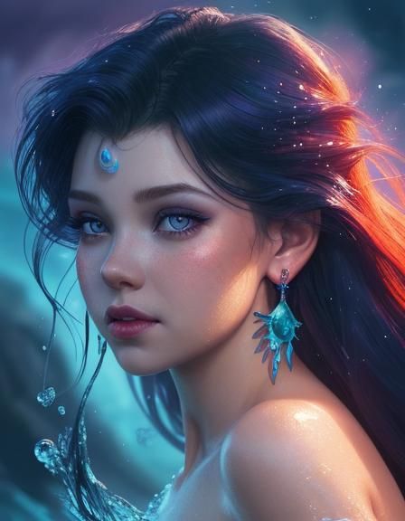 Hyperrealistic Little Mermaid with Shining Eyes