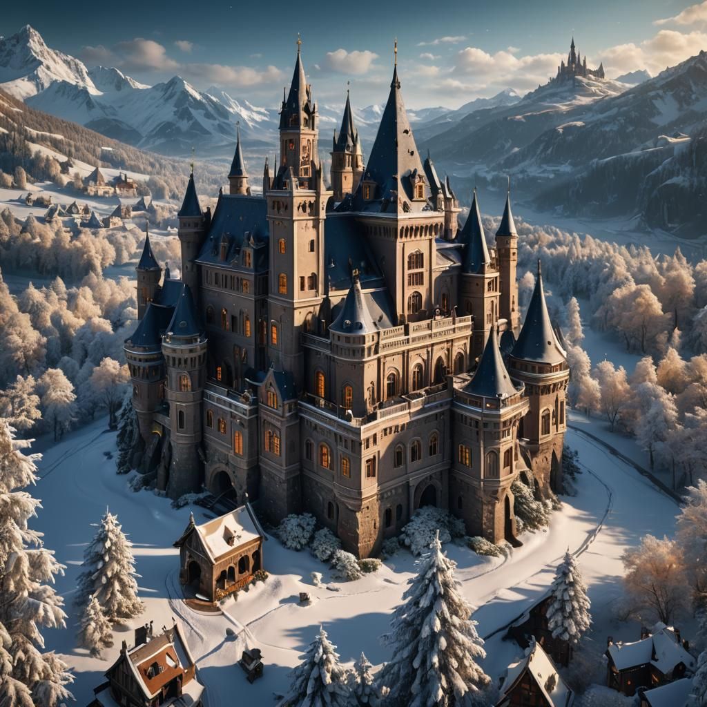 Fantastical Castle Concept Art in Detailed Matte Painting