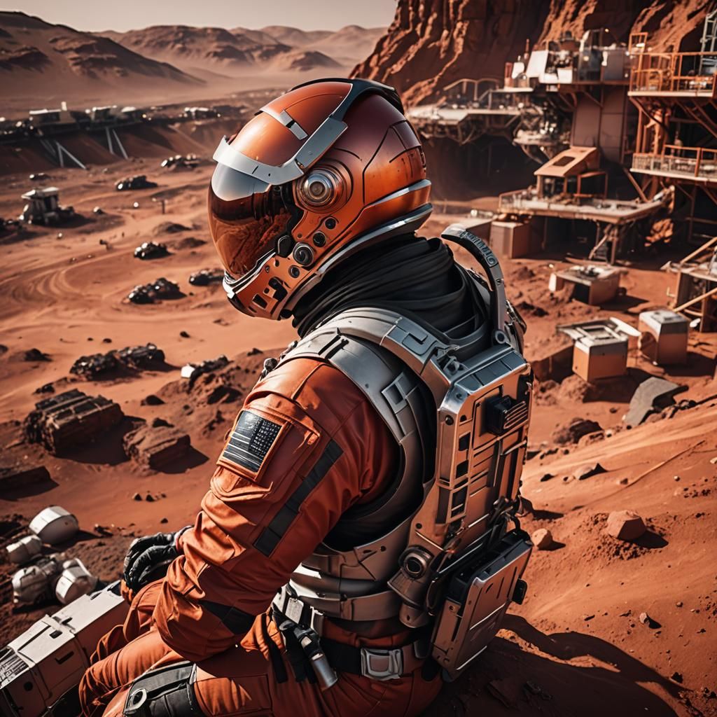 Sci-Fi Astronaut on Mars Base in Ultra-Detailed 4K