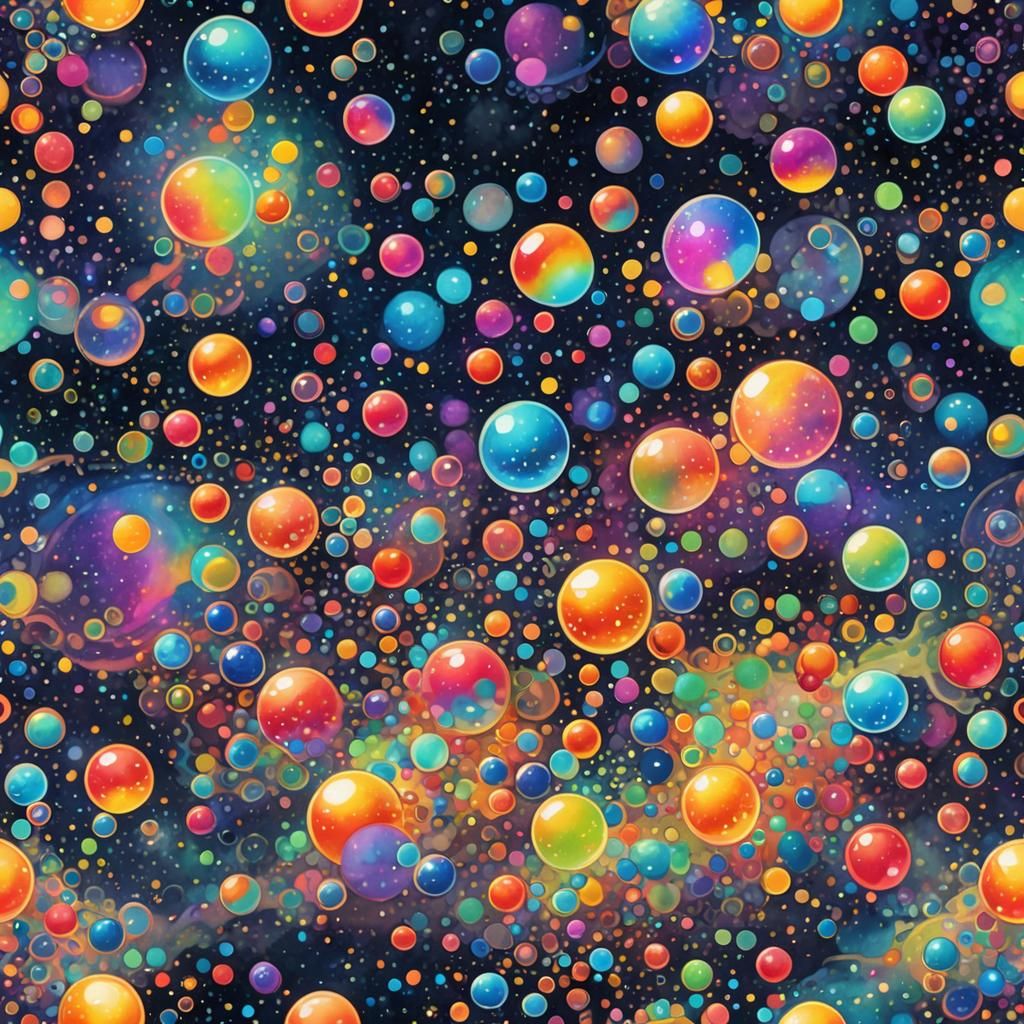 Cosmic Bubbles and Rainbows in Astral Illustration