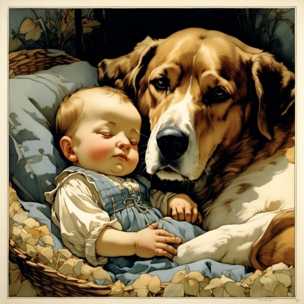 Dog Guardian: Vintage Children's Book Illustration