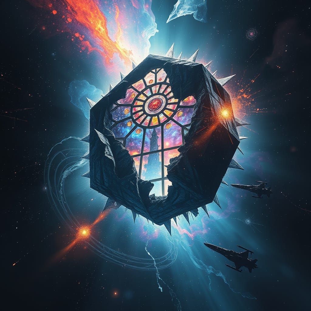 Cosmic Entity Drifting Through Void in Ethereal Style