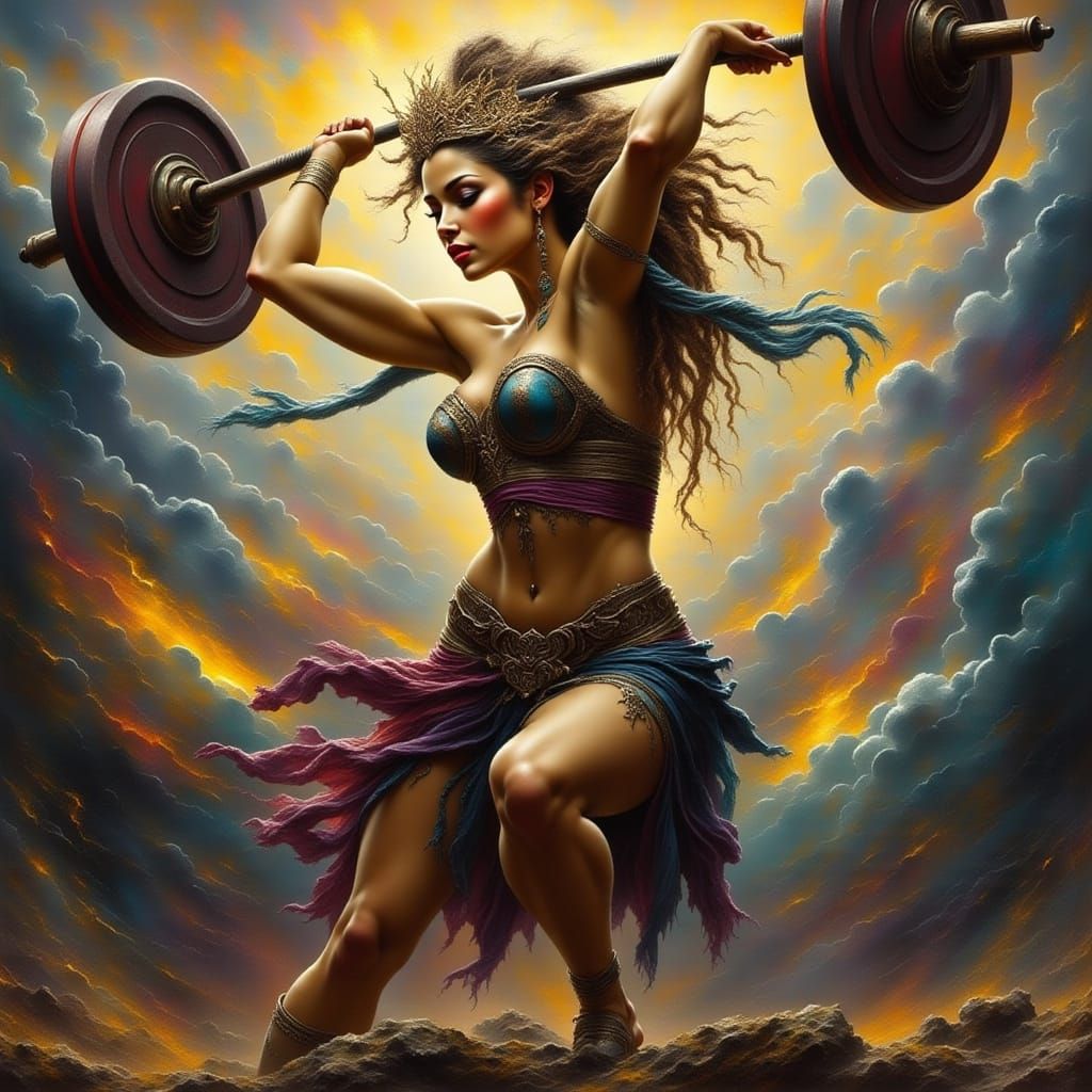Female Weightlifter in Dynamic Pose
