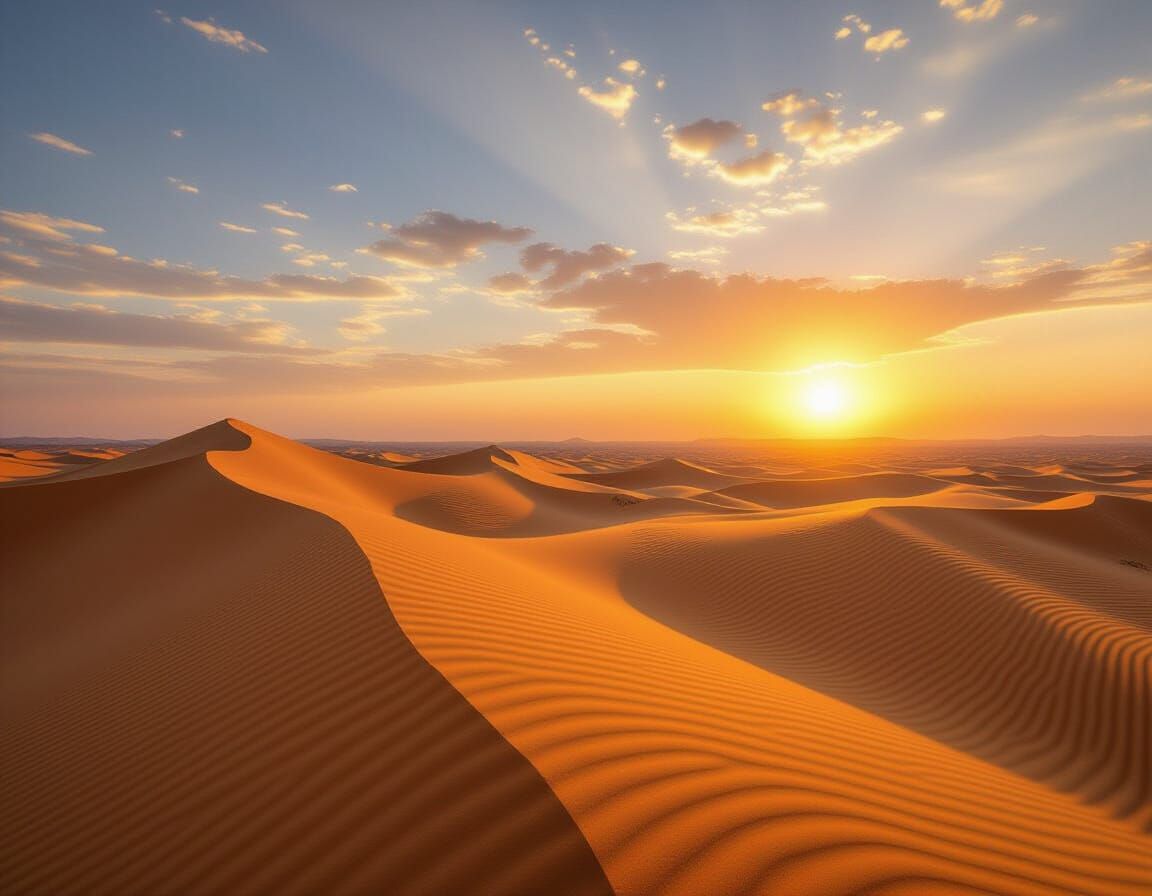 Vast Desert Dunes at Sunset, Ultra Detailed 8k