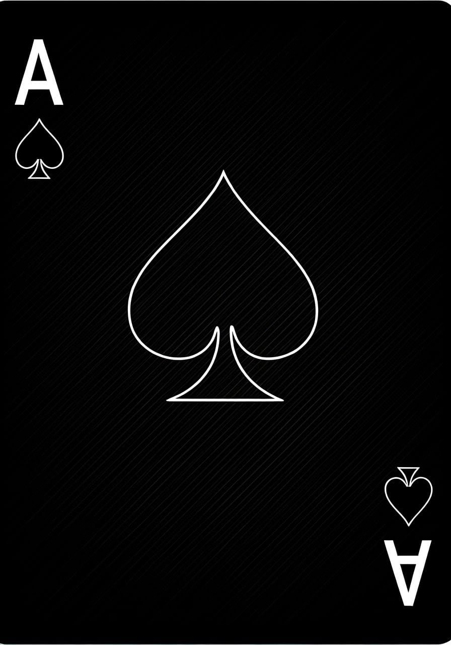 Ace of Spades Playing Card in Black with White Stripes
