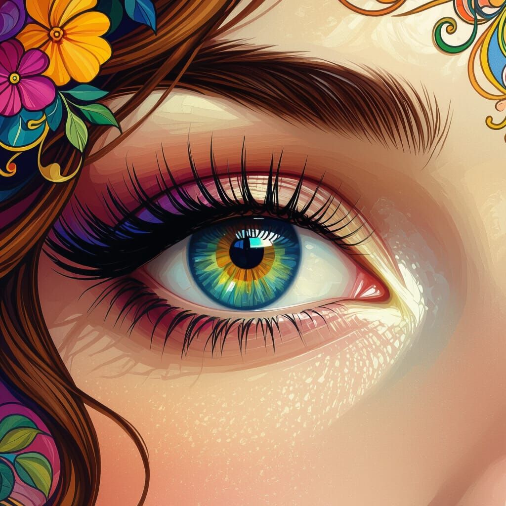 Beautiful Woman's Eye in Art Nouveau Style