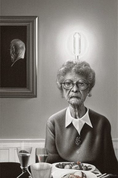 Creepy Grandmother: A Hyperdetailed Horror Poster