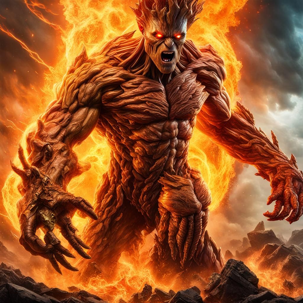 Epic Battle Between Gods and Golems in a Hurricane