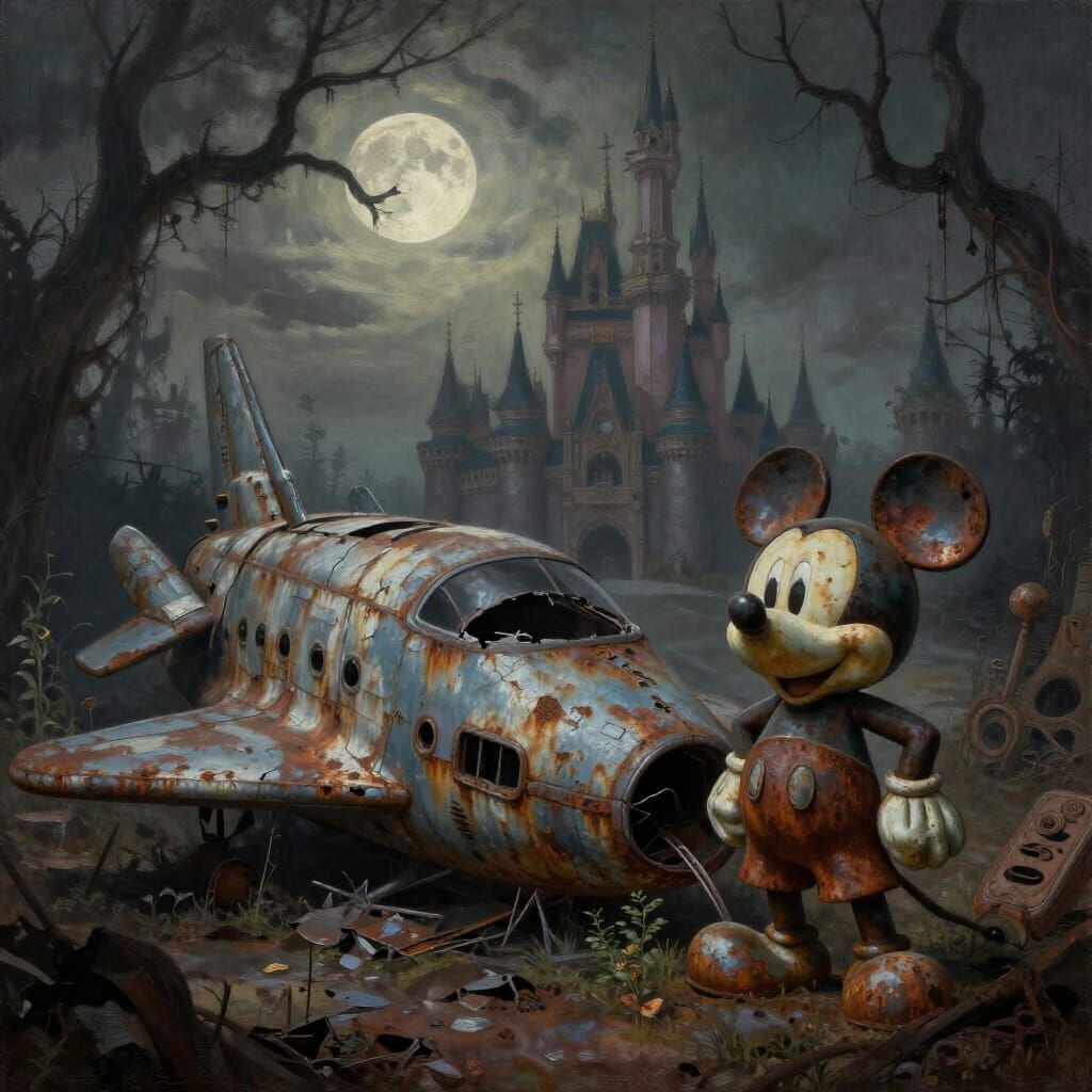 Rusted Retro Rocket in Dystopian Disneyland Castle