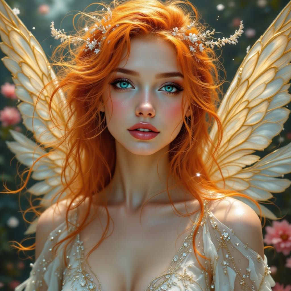 Fantasy Angel in Art Nouveau Style