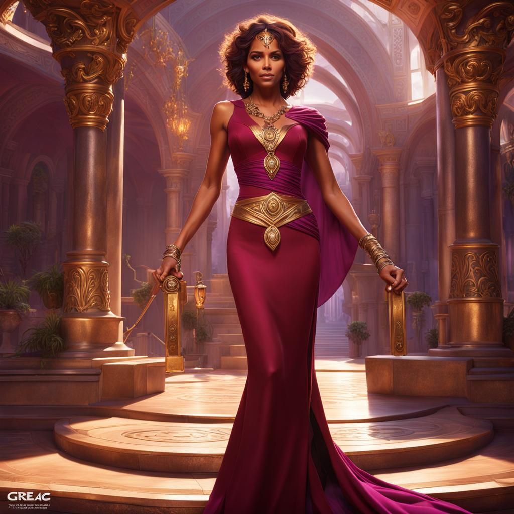 Halle Berry as Megara: Hyperrealistic Full Body Portrait
