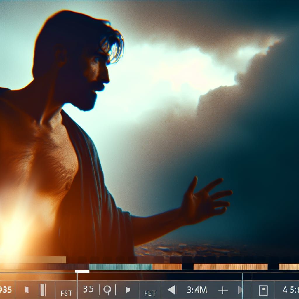 Jesus-like Figure's Last Stand: Cinematic Still