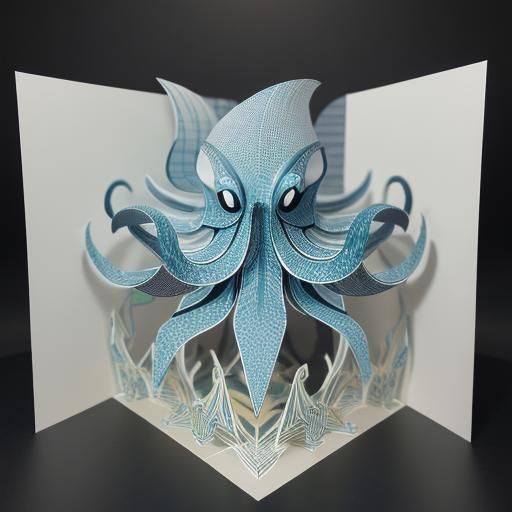 Kinetic Pop-Up Octopus: 3D Anime Paper Art