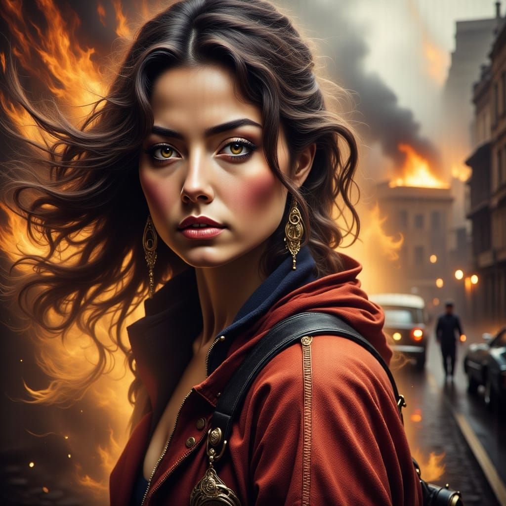 Female Firefighter in Action