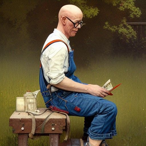 Sad Man on Porch in Artgerm Style