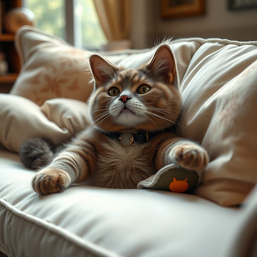 Ragdoll Cat Lounging on Sofa, Artistic Styles