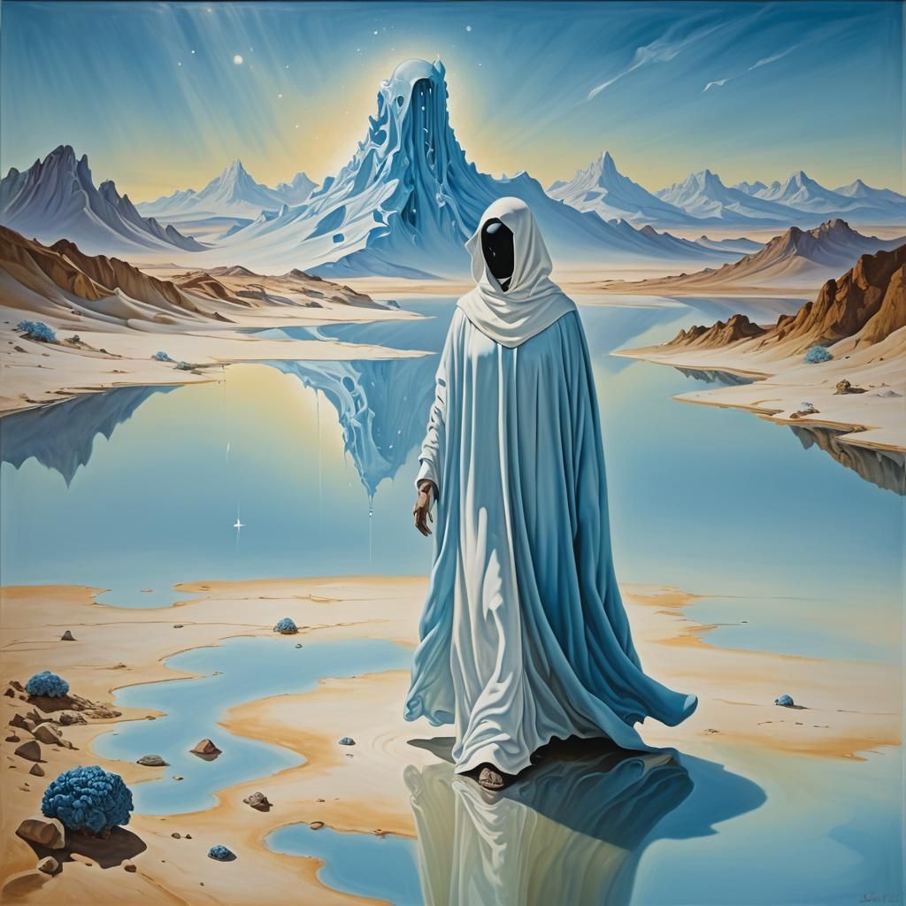 Desert Wanderer in Surreal Bright Light