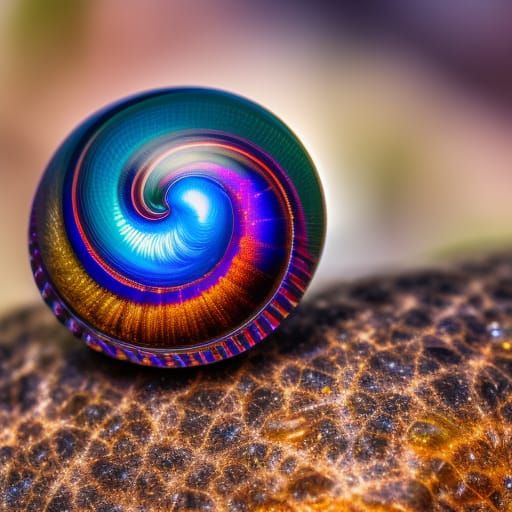 Diamond Snail Watercolor Illustration in Hyperrealistic Styl...