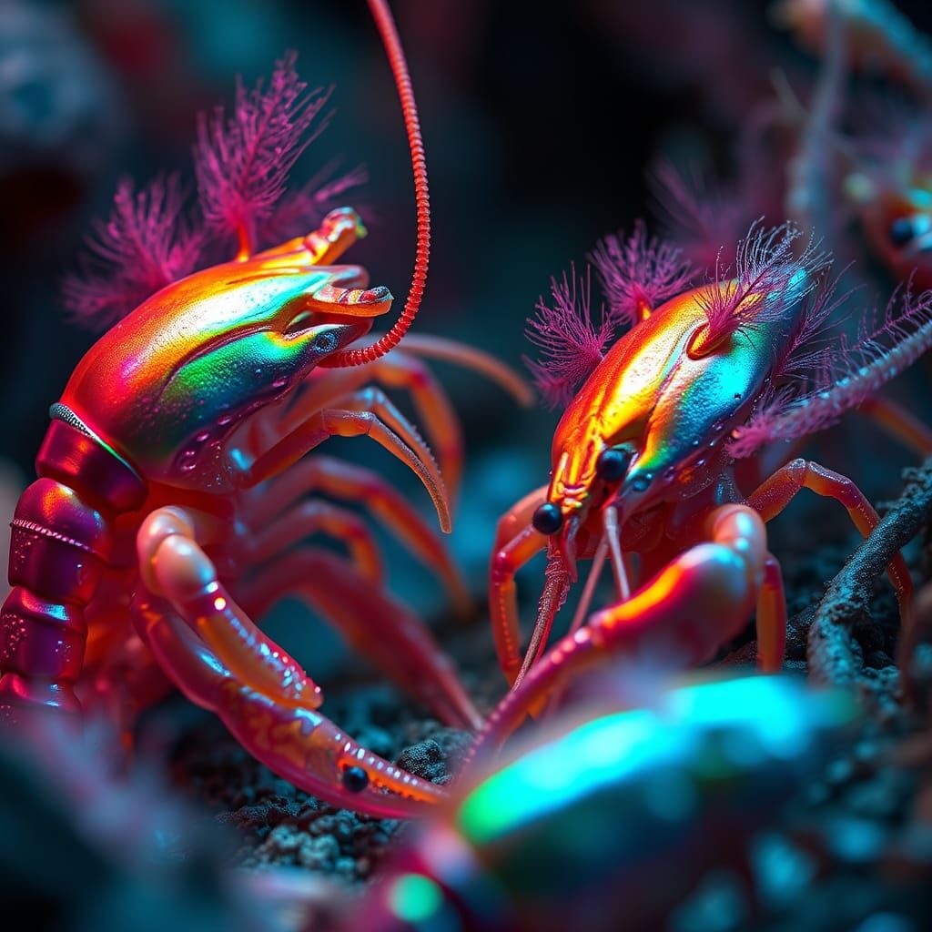 Iridescent Crustaceans in Dreamlike Fantasy Art
