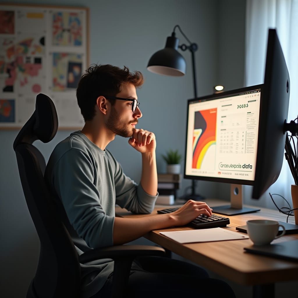 Graphic Designer Crafts Visually Stunning Poster in Modern W...