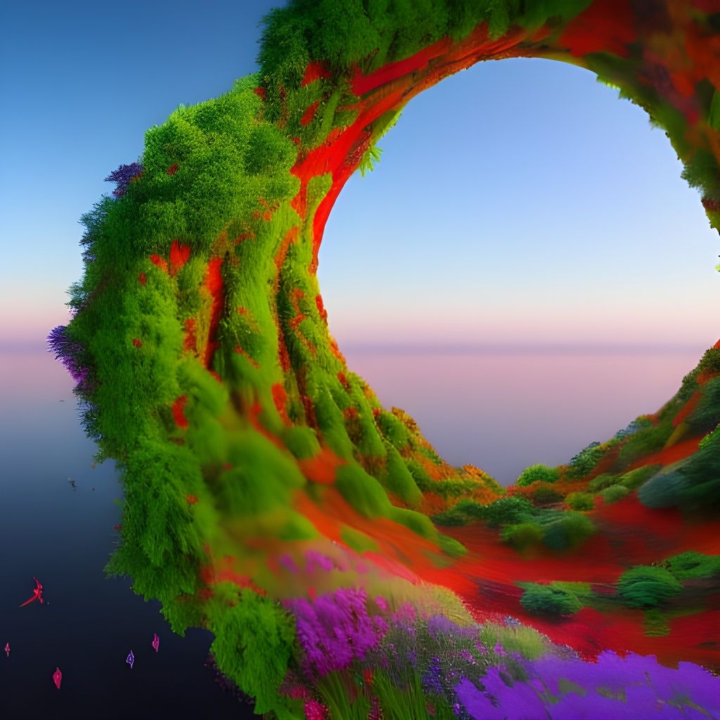 Surreal Floating Garden in Vibrant Colors