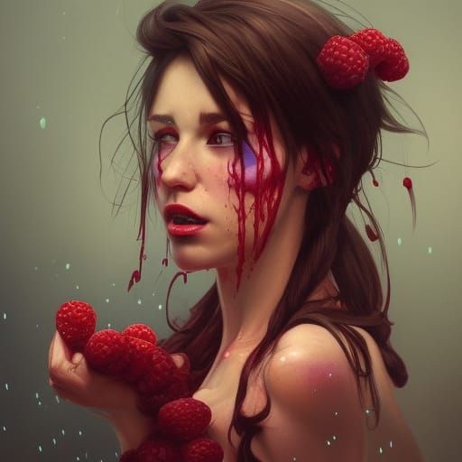 Demonic Raspberry Portrait in Hyperdetailed Style