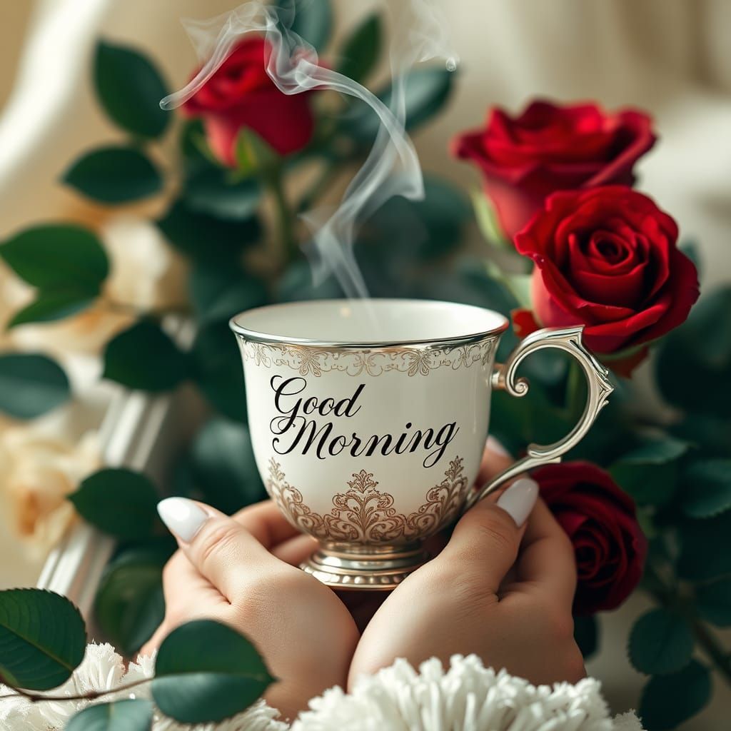 Ornate Silver Coffee Cup with Smoke Crown