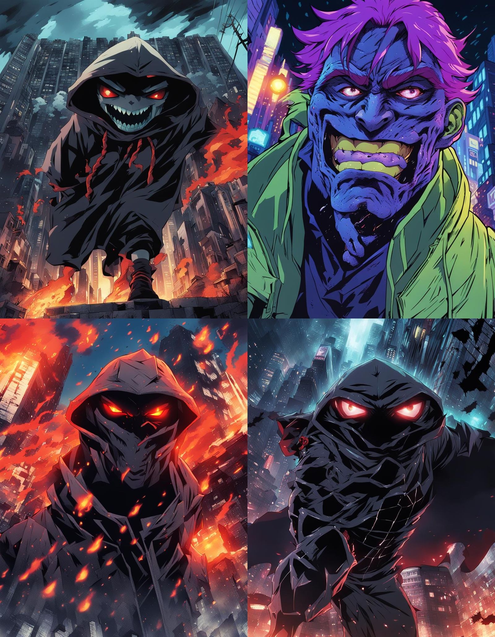 Evil Superhero Terrifies City: Anime Manga Style