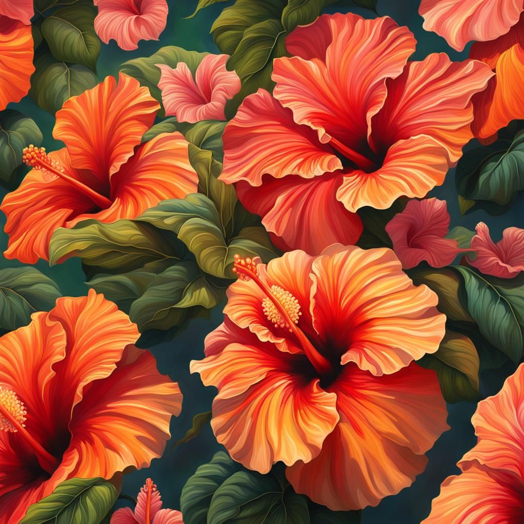Hyperrealistic Hibiscus Flower in Sun-Kissed Garden