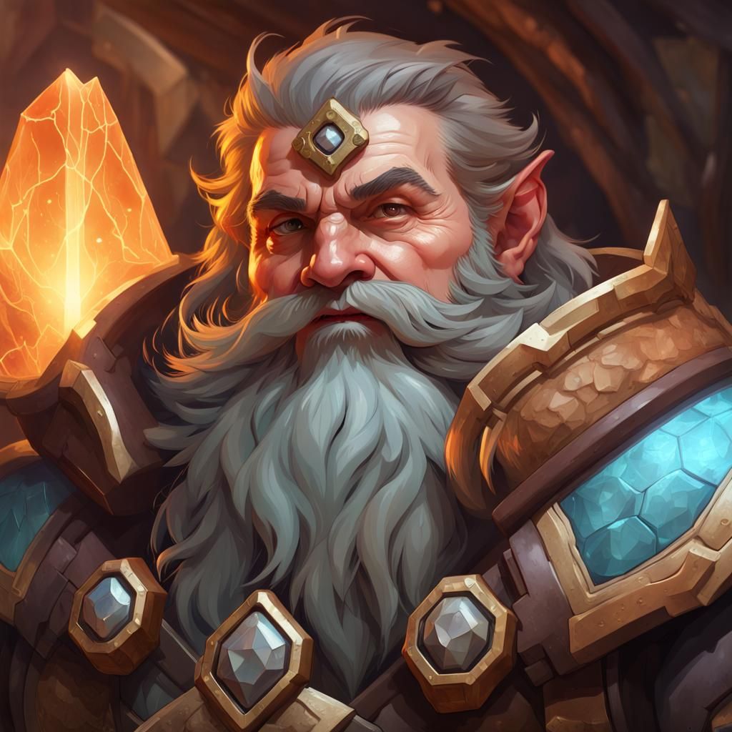 Dwarf Artificer with Hammer and Crystals