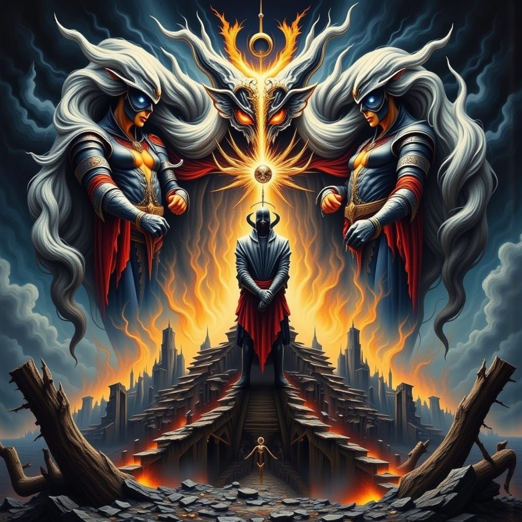 Surreal Gypsy Horse Rider in Heavy Metal Style