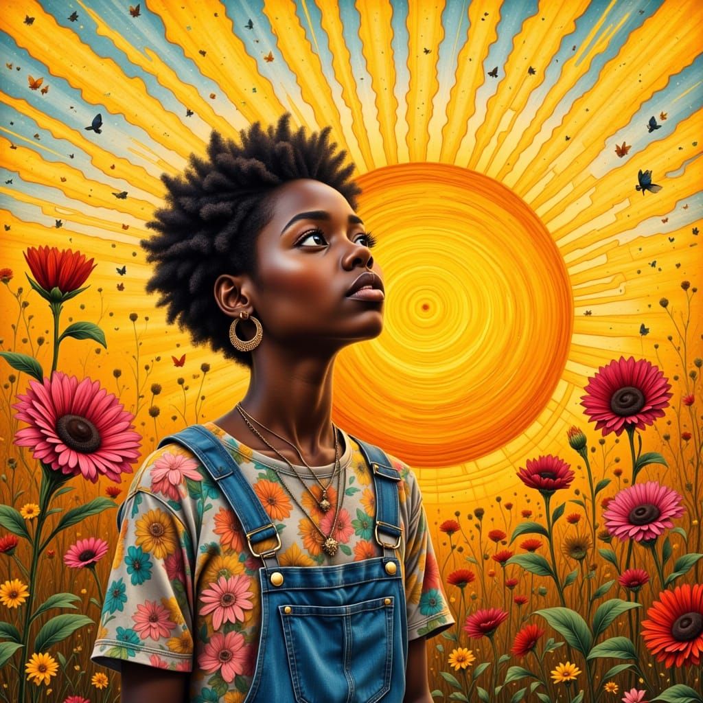 Sunny Street Art Doodle in Vibrant Colors