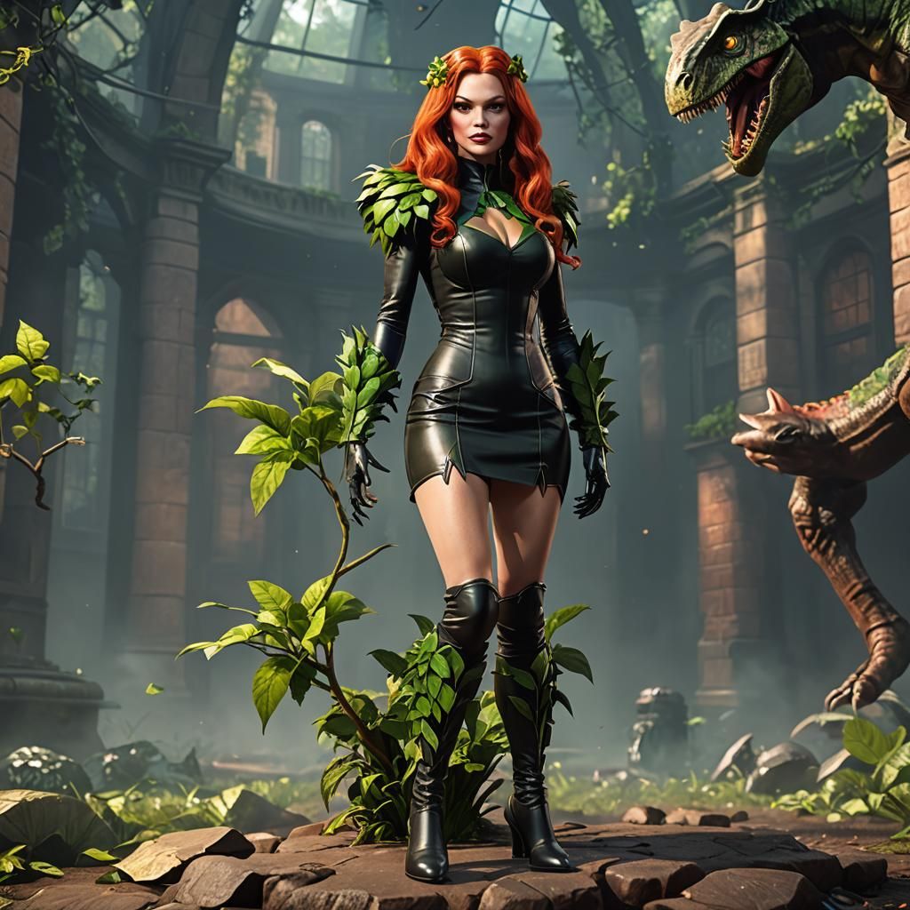 Poison Ivy Battles Dinosaur in Cinematic 3D