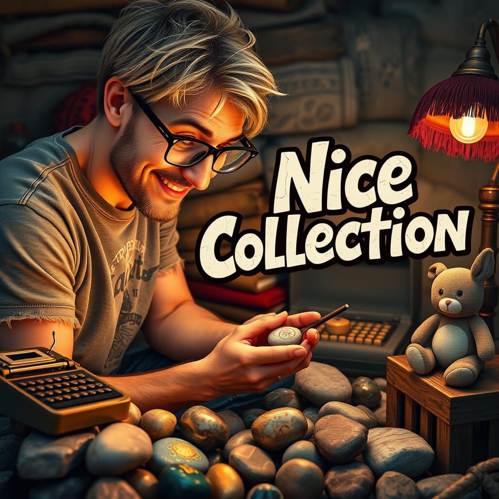 A bespectacled man with mismatched eyes, tousled blonde hair...