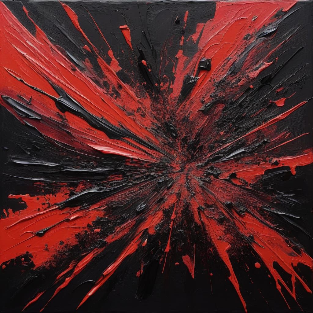 Abstract Expressionism Rage: Crimson and Black