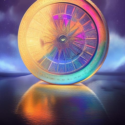 Wheel of Fortune and Moon Tarot Fusion in 3D