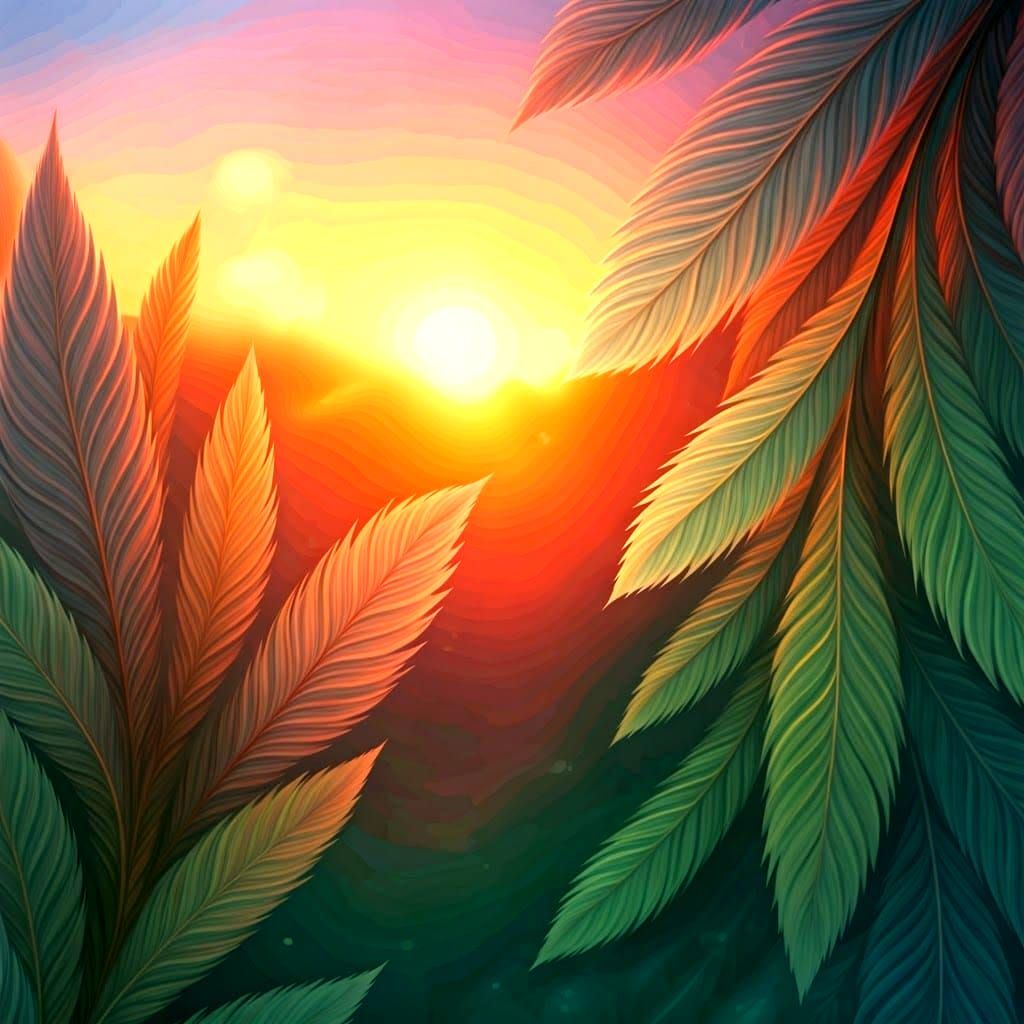 Arthur Rackham Style Watercolor Sunset Art